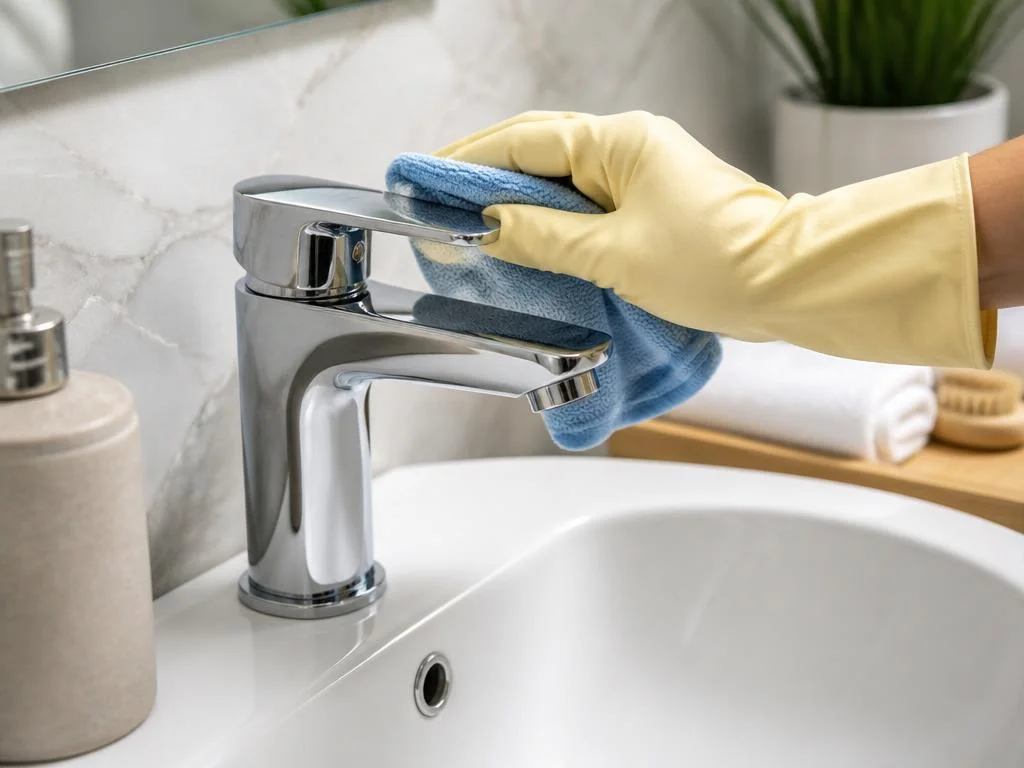 Slik får du en skinnende ren kran vask på badet Slik får du en skinnende ren kran vask på badet